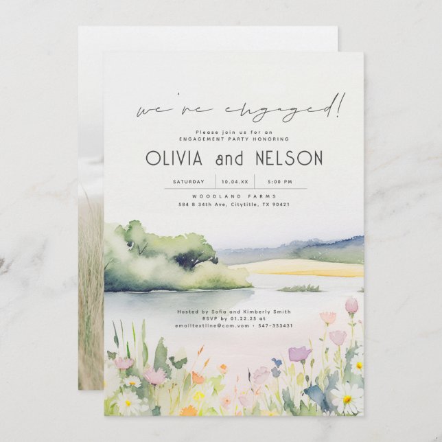 Invitation Photo de la partie d'engagement de la nature et de (Devant / Derrière)