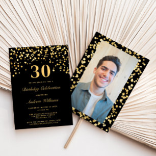 Invitation Photo de la Parties scintillant Black & Gold Trent