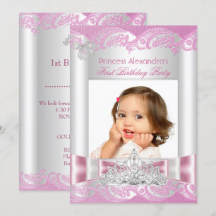 Invitation Photo de la petite princesse fille premier anniver