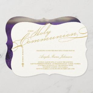 Invitation Photo de la première sainte communion du Rosaire m