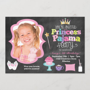 Invitation photo de la Princess Pajama Party de Ch