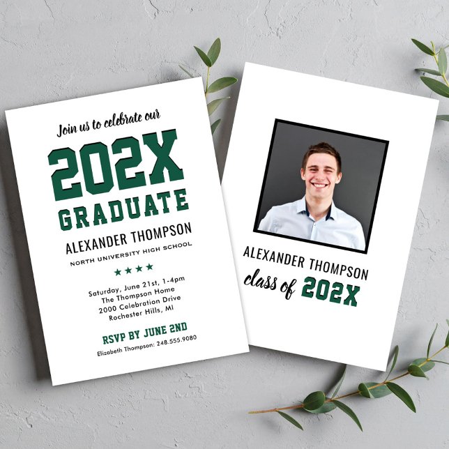 Invitation Photo de la promotion verte 2026 (Créateur téléchargé)