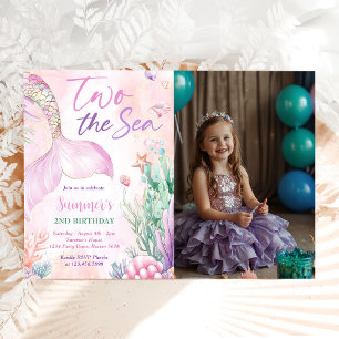 Invitation Photo de la Sirène Rose pour un 2ème Anniversaire