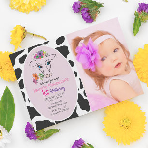 Invitation Photo de la vache sainte 1er anniversaire