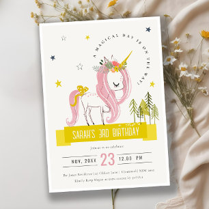 Invitation Photo de l'Anniversaire de enfant de la licorne ro