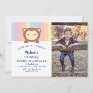 Invitation Photo de l'Anniversaire de enfant de singe caricat