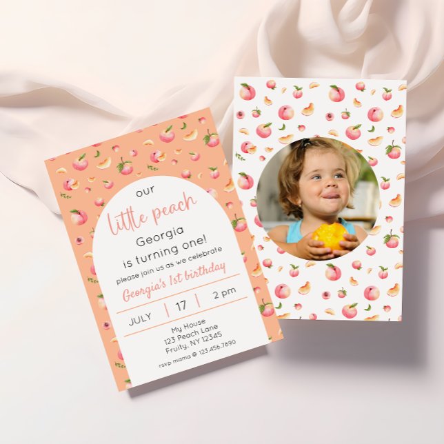 Invitation Photo de l'anniversaire de Little Peach (Créateur téléchargé)