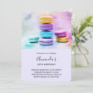 Invitation Photo de l'anniversaire des Macarons colorés