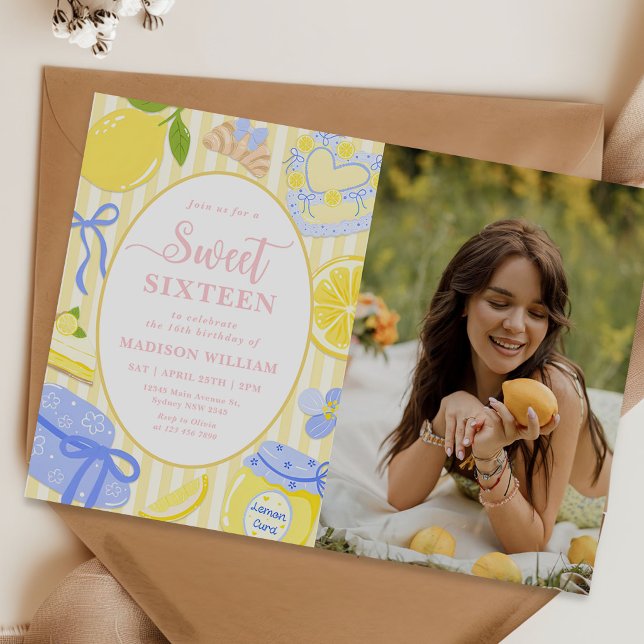 Invitation Photo de Lemon Citrus Summer Lemonade pour 16 ans (Créateur téléchargé)