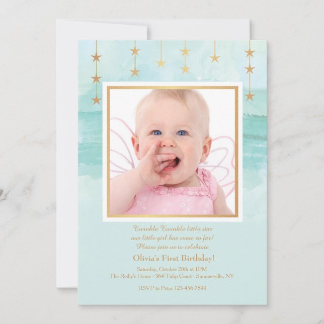 Invitation photo de l'étoile d'anniversaire (Devant)
