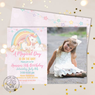 Invitation photo de licorne de jour magique