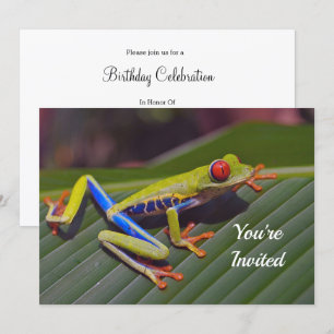 Invitation Photo de l'oeil rouge grenouille Anniversaire
