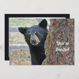 Invitation Photo de l'Ours Noir Anniversaire