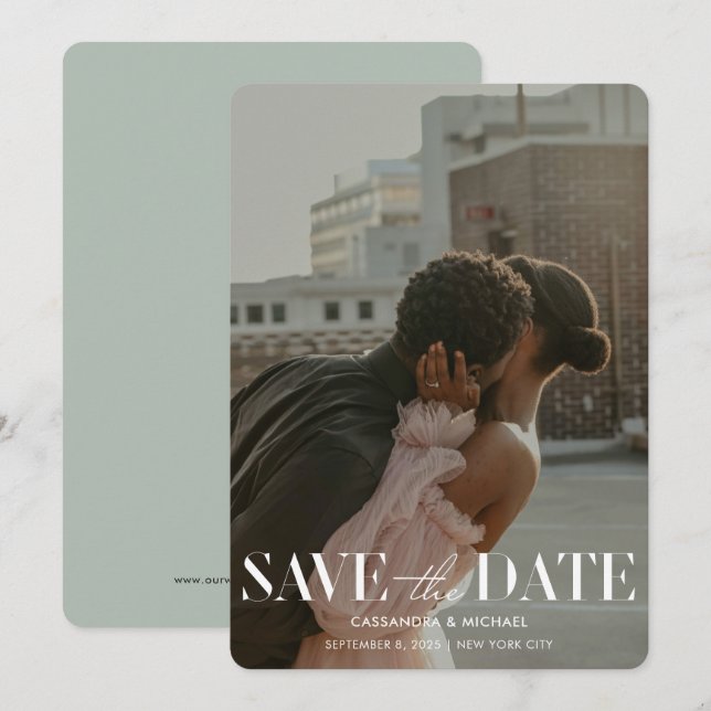 Invitation Photo de lumière moderne QR Code Mariage Date de s (Devant / Derrière)