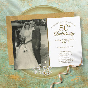 Invitation Photo de mariage 50e anniversaire Confetti poussiè
