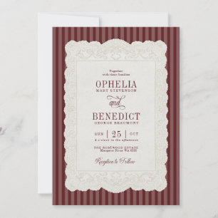 Invitation Photo de mariage à l'argent ancien avec dentelle v