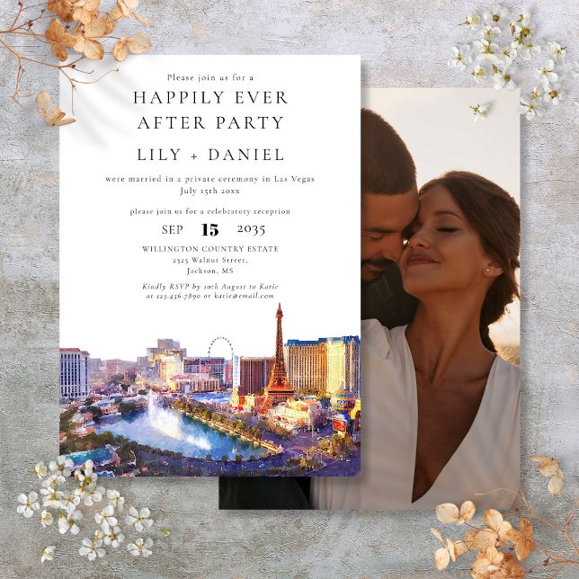 Invitation Photo de mariage à Las Vegas Happily Ever After (Happily Ever After Photo Las Vegas Wedding Invitation)
