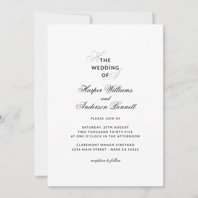 Invitation Photo de mariage à monogramme moderne élégant en s (Devant)