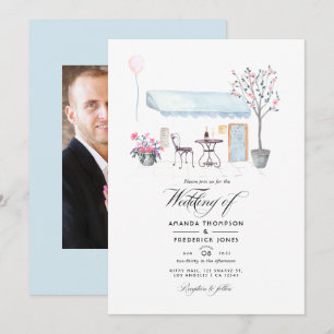 Invitation Photo de mariage à Paris à l'aquarelle