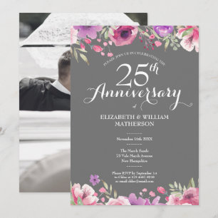 Invitation Photo de mariage avec des roses florales pour les 