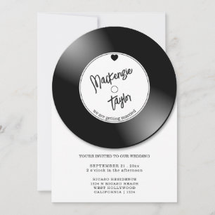 Invitation Photo de mariage avec disque vinyle rétro