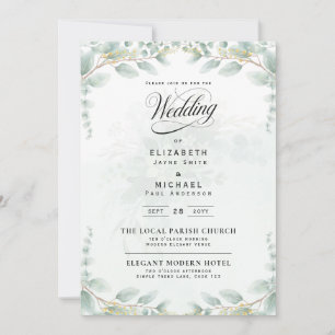 Invitation Photo de mariage botanique aux feuilles d'eucalypt