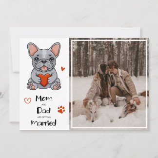 Invitation Photo de Mariage de Bulldog français mignon