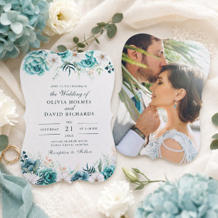 Invitation Photo de mariage de couple aux fleurs sauvages sar