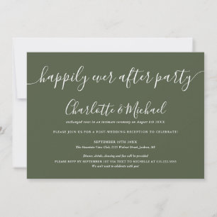 Invitation Photo de mariage de fête Olive Green Happily Ever