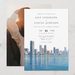 Invitation Photo de mariage de la destination de l'horizon de
