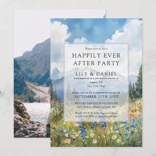 Invitation Photo de mariage de montagne florale pour toujours