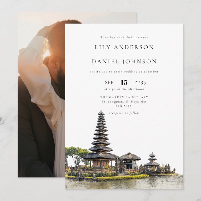 Invitation Photo de mariage destination Bali (Devant / Derrière)