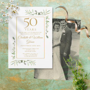 Invitation Photo de mariage du 50e anniversaire Aquarelle de 