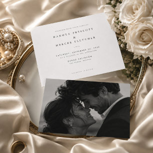 Invitation Photo de mariage éditorial intemporel noir et blan