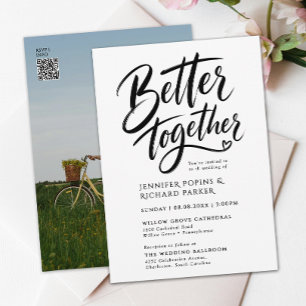 Invitation Photo de mariage élégant avec écriture noire « Mie