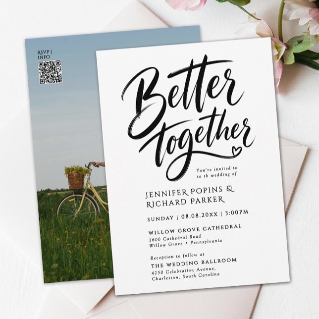 Invitation Photo de mariage élégant avec écriture noire « Mie (Créateur téléchargé)