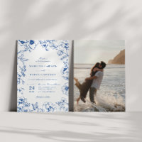 Photo de mariage élégant de jardin floral bleu roy