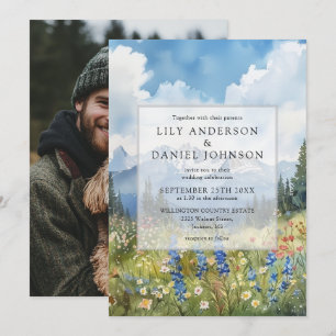 Invitation Photo de mariage floral de montagne sauvage de pra