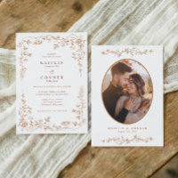 Photo de mariage floral français orange cuivre vin