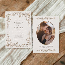 Photo de mariage floral français vintage marron et