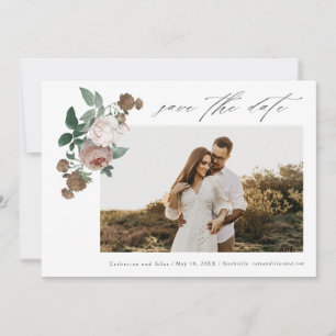 Invitation Photo de mariage floral vintage pour annoncer la d