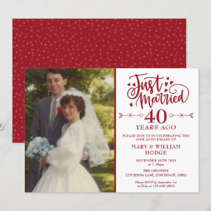 Invitation Photo de mariage "Just Married" 40e anniversaire d
