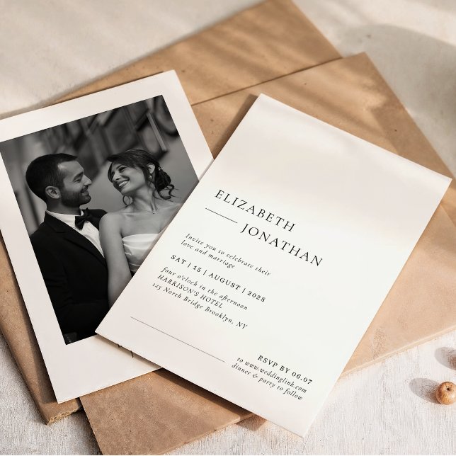 Invitation Photo de mariage minimaliste classique (Créateur téléchargé)