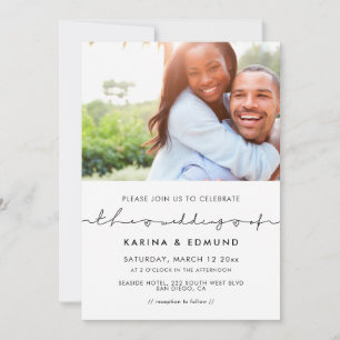 Invitation Photo de mariage minimaliste moderne manuscrit