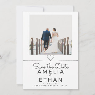 Invitation Photo de mariage minimaliste sur une ligne pour an