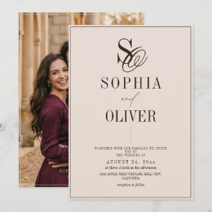 Invitation Photo de mariage moderne au chocolat moka