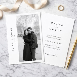 Invitation Photo de mariage moderne classique en noir et blan