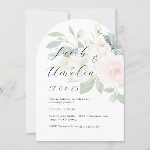 Invitation Photo de mariage moderne Floral Blush Arch Fête de