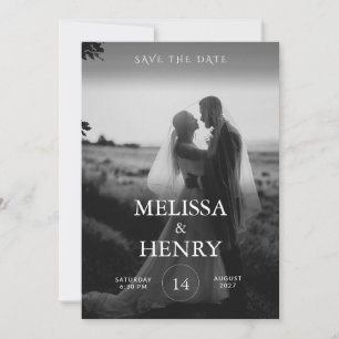 Invitation Photo de mariage monochrome vintage pour annoncer