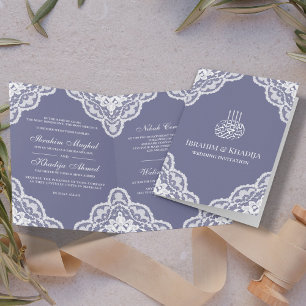 Invitation Photo de mariage musulman violet avec dentelle bla